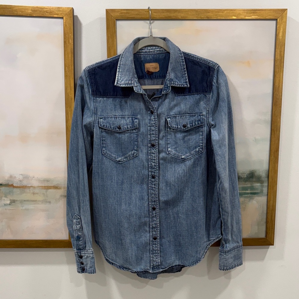 Driftwood Anthropologie Denim Pearl Snap M